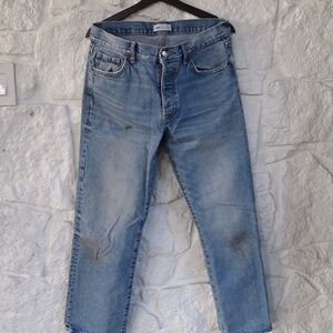 Zara Blue Ankle Cropped Jeans with Modern Fading